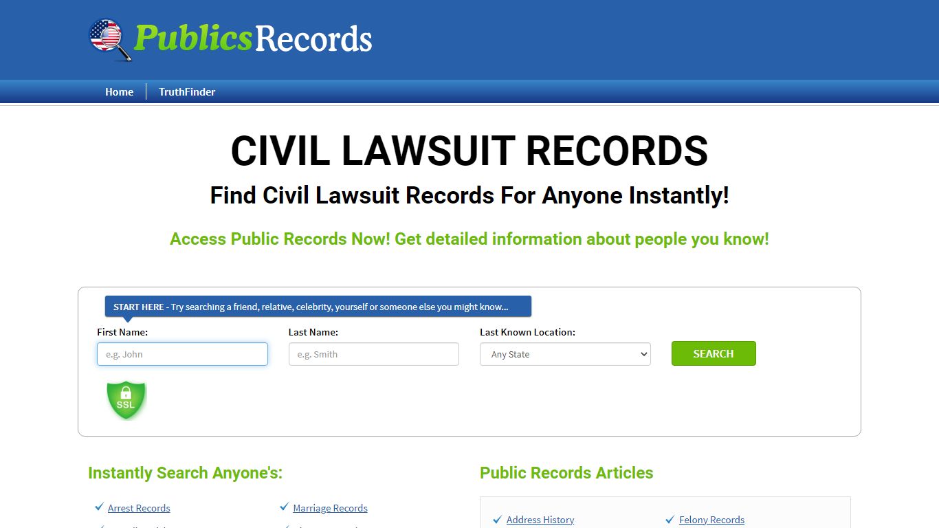 Find Civil Lawsuit Records For Anyone Instantly!